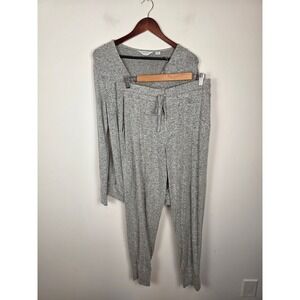 SERAPHINE Grey Heathered Knit Wrap Top Jogger‎ Pants Lounge Set Medium